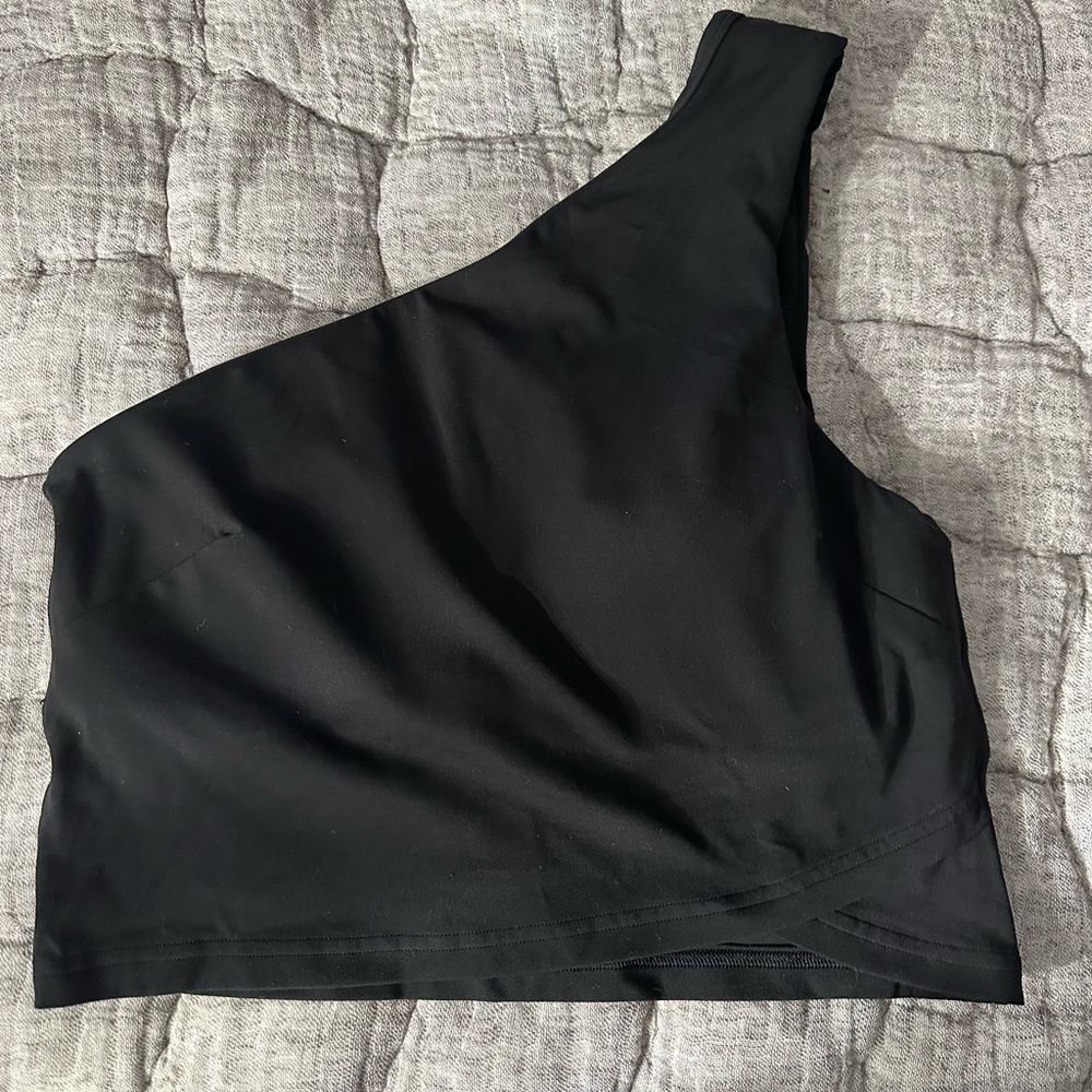 Lululemon Black One-Shoulder Crop Top - Picture 2 of 3